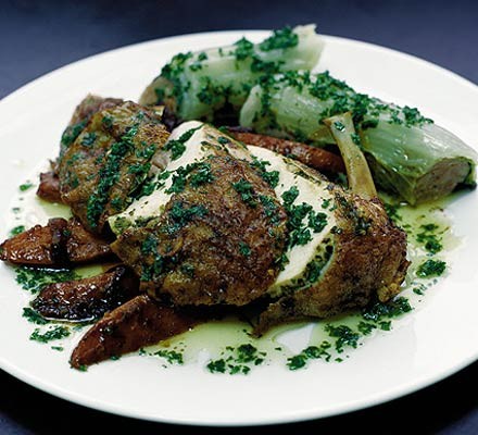Fragrant crown roast of chicken with sausage 'rolls' & maple sweet potatoes recipe 