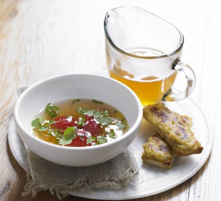 Tomato consommé with Lancashire cheese on toast recipe 