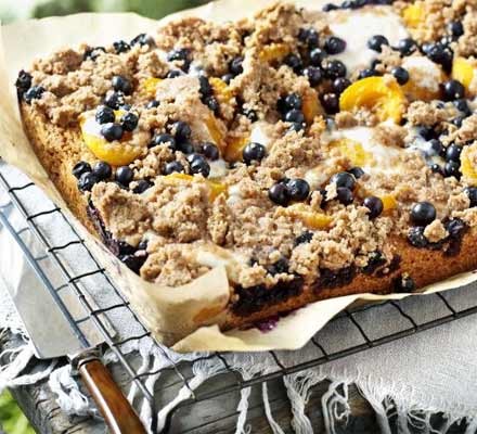 Apricot & blueberry crumble cake recipe 