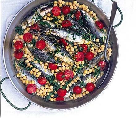 Sardines with chickpeas, lemon & parsley recipe