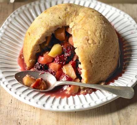 Baked fruity autumn pudding recipe 