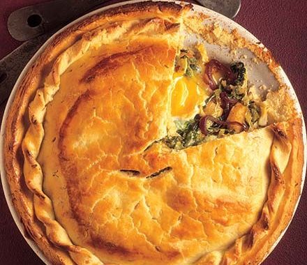 Fresh Savoy, red onion & egg pie recipe