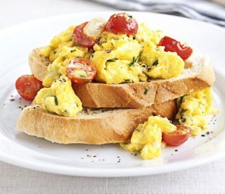 Scrambled omelette toast topper recipe