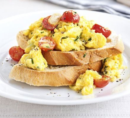 Scrambled omelette toast topper recipe 
