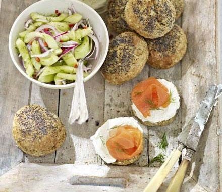 Dill scones with smoked salmon & cucumber relish recipe