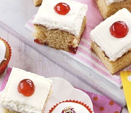 Cherry mallow traybake recipe