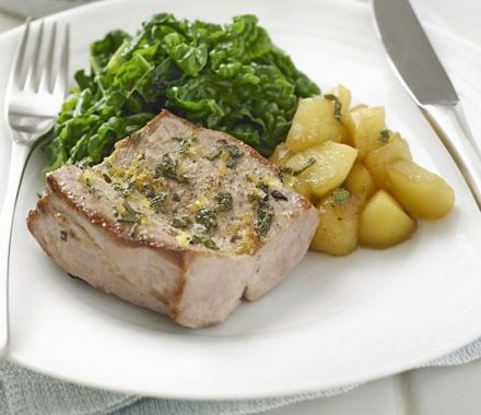 Grilled pork with apple & sage recipe