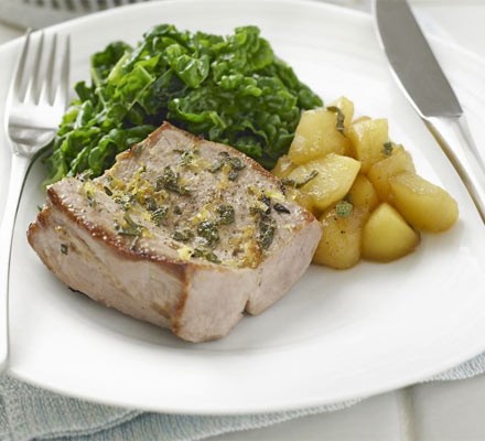 Grilled pork with apple & sage recipe 