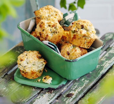 Triple cheese & onion muffins recipe 