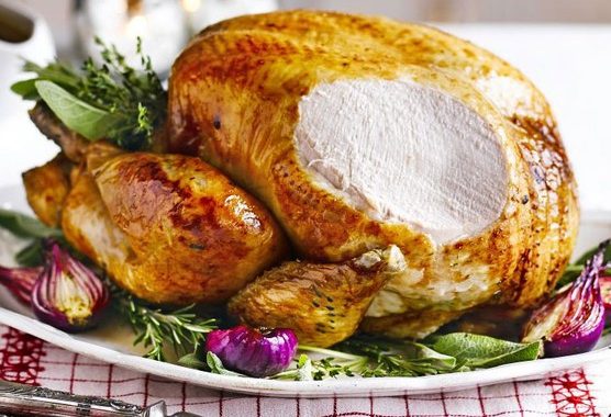 Bay & bacon roast turkey with make-ahead gravy recipe