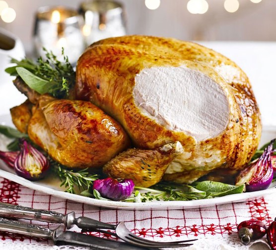 Bay & bacon roast turkey with make-ahead gravy recipe 