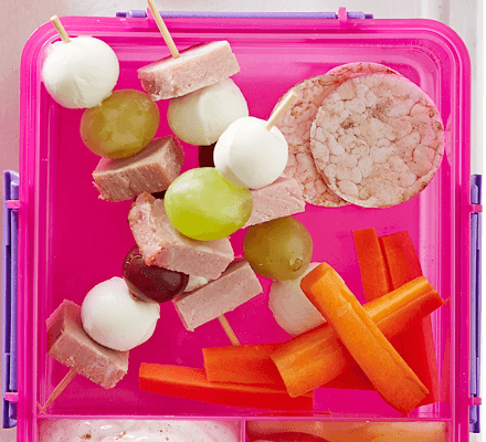 Cheese, ham & grape kebabs recipe 