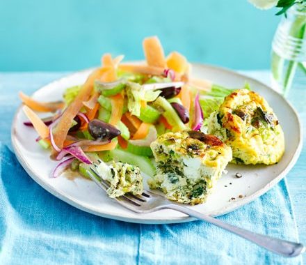 Feta frittatas with carrot & celery salad recipe