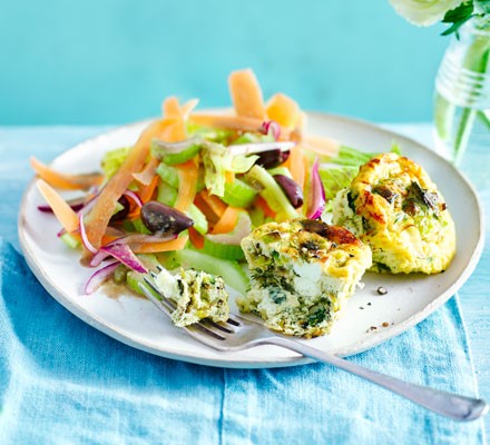Feta frittatas with carrot & celery salad recipe 