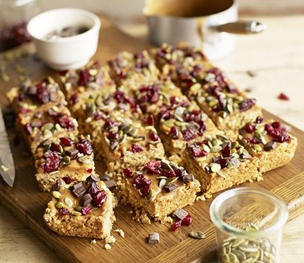 Cranberry, pumpkin seed & caramel flapjacks recipe