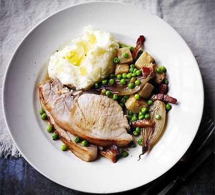 Pot-roast loin of pork in cider with celeriac recipe 