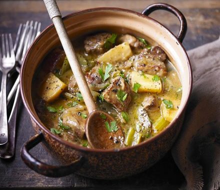 Slow-braised pork shoulder with cider & parsnips recipe