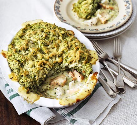 Puffed salmon & spinach fish pie recipe 