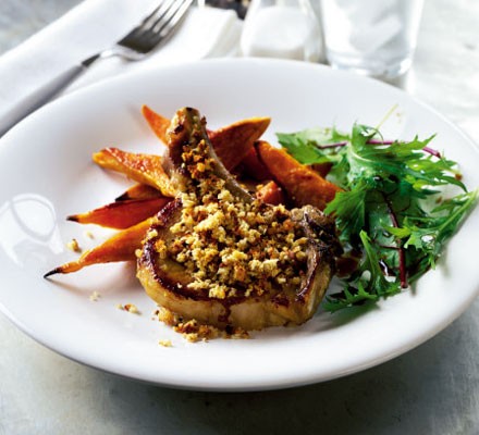 Oven pork chops with roasted potato wedges recipe 