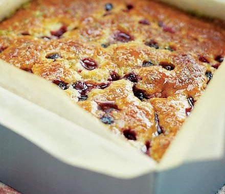 Raspberry & blueberry lime drizzle cake recipe