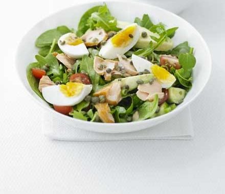 Hot-smoked salmon & egg salad recipe