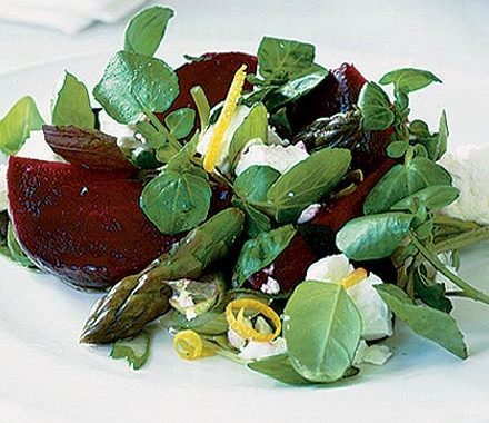 Beetroot, feta & asparagus salad recipe