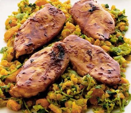 Glazed chicken over winter mash recipe