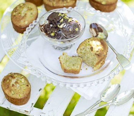 Pistachio friands with chocolate ice cream recipe