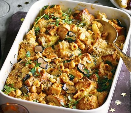 Truffled parsnip & brioche pudding with hazelnut & thyme butter recipe