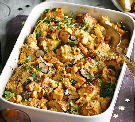 Truffled parsnip & brioche pudding with hazelnut & thyme butter recipe 