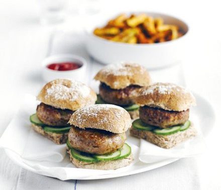 Turkey burgers with sweet potato chips recipe