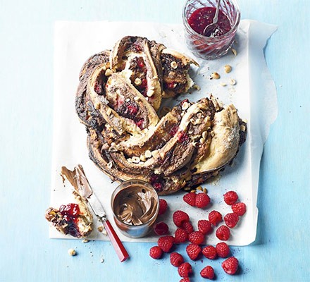 Raspberry, chocolate & hazelnut breakfast bread recipe 