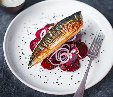Chargrilled mackerel with sweet & sour beetroot recipe