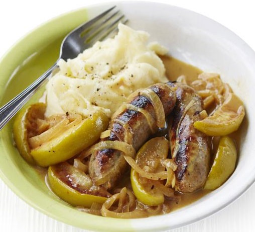 Creamy cider & sausage braise with apples & mash recipe 