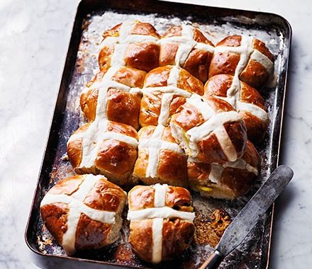 Lemon & marzipan hot cross buns recipe