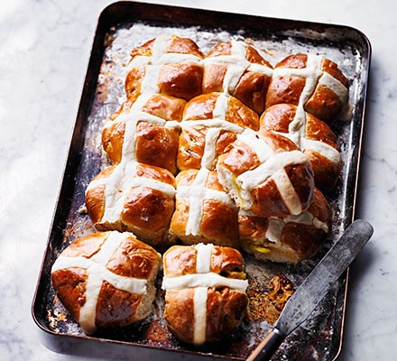 Lemon & marzipan hot cross buns recipe 