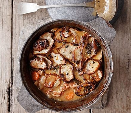 Pork, cider & artichoke stew recipe