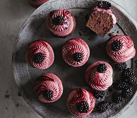 Purple velvet cupcakes with blackberry frosting recipe