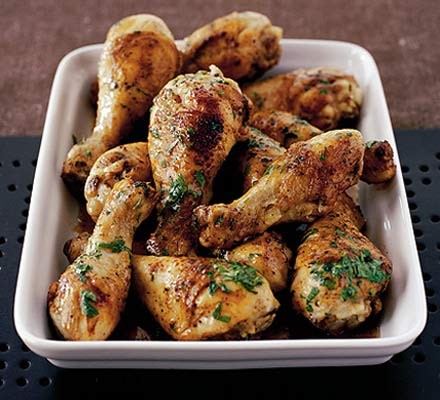 Roast chicken drumsticks with parsley & garlic recipe 