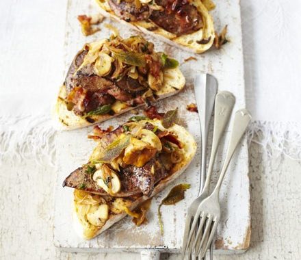 Sage & thyme calves’ liver with wild mushrooms & pancetta recipe