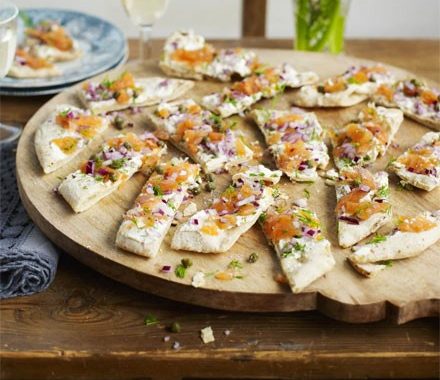 Smoked salmon flatbreads recipe