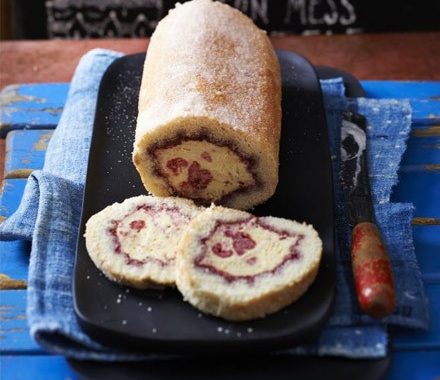 Clotted cream & raspberry ripple Arctic roll recipe