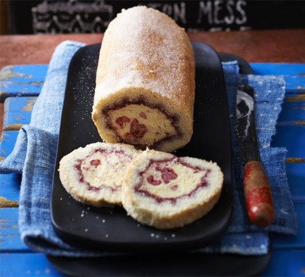 Clotted cream & raspberry ripple Arctic roll recipe 