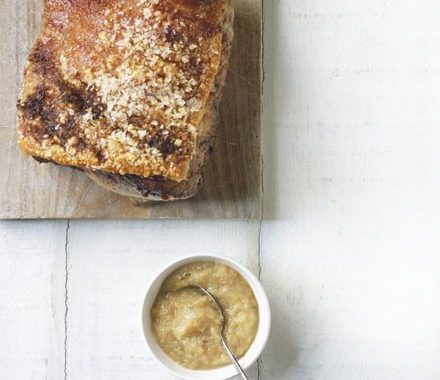 Roast pork with pear sauce recipe