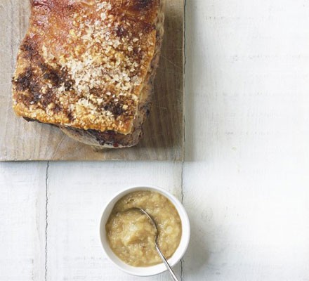 Roast pork with pear sauce recipe 