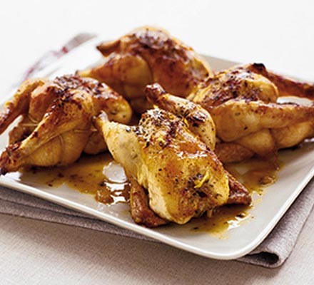 Roasted poussin with oregano, orange & sherry recipe 