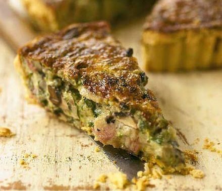 Rocket, mushroom & bacon quiche recipe