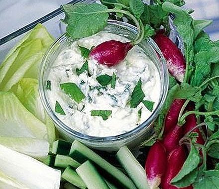 Herby feta & lemon dip with crudités recipe