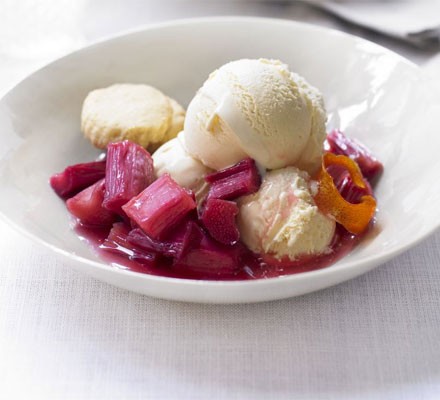 Slow-roasted rhubarb with ginger ice cream recipe 