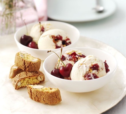 Cherry ripple & almond crunch ice cream recipe 